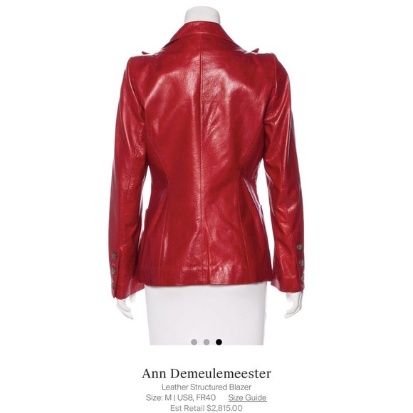 Ann Demeulemeester Red leather Blazer / Jacket Sz Medium - Picture 3 of 4